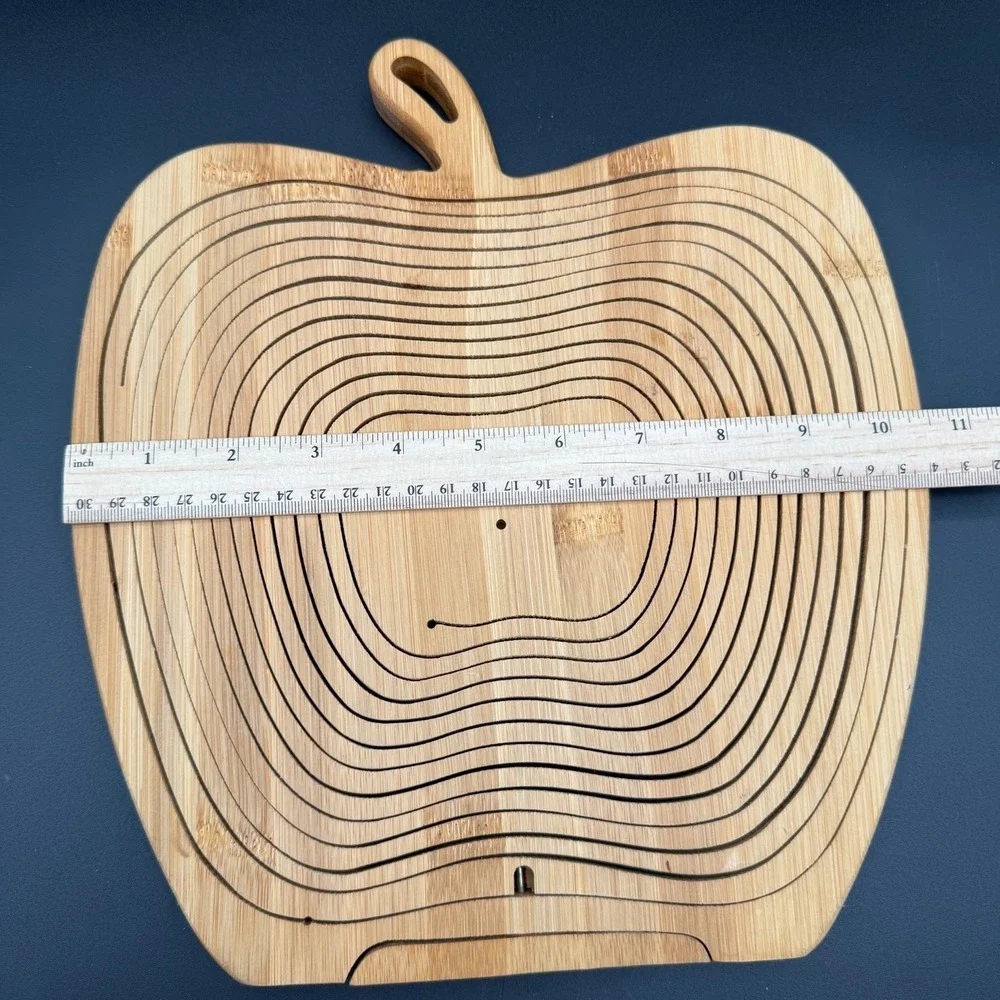 CollapsableApple Basket Wood 11.5 x 10.5in Foldable Fruit Basket